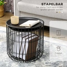 HOMCOM Juego de 2 Piezas Mesa de Café Mesa Auxiliar Skandidesign Mesa de Café con Espacio de Almacenamiento en Acero Negro para Sala de Estar y Muebles Modernos en Sitio - 1 - Ver 4