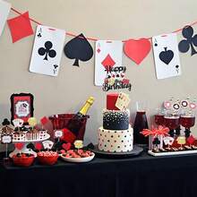 24 PCS Casino Poker Cupcake Toppers For Birthday Party Decorations - 設計 6 - 查看 2