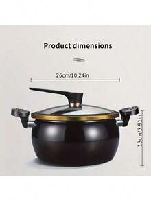 2.11 Gallon Large Capacity Soup Pot - Multi-Function Soup And Vegetable Pot With Rotatable Adjustable Handle, Black Exterior And Golden Interior, Suitable For All Stoves (Including Induction), Fast Cooking, Ideal Choice - Multicolor - View 3