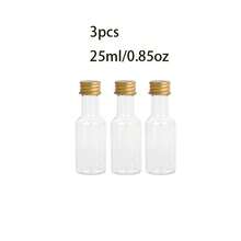 22/3 chai nhỏ chủ đề sinh nhật 0,85oz/1,7oz - Chai nhựa đựng rượu có thể tái sử dụng, Chai đựng đồ uống, Chai nhựa đựng rượu, Có nắp màu vàng và bạc và 2 phễu, Chai nước ép mini, Chai nước sốt cay nóng, Ngày sinh nhật, Quà tặng tự làm - Trong sáng - Xem 10