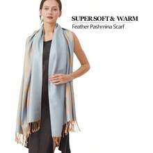 - Chal de pashminas para mujer Sy4 - Azul D# Blue, 27.5''78.5'' - inicial - Ver 3