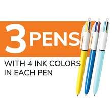 Retractable Ballpoint Pens 4 Color Medium Point 1.0 Mm Assorted Ink 3 Pack Multipack - 1 - View 4