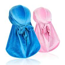 1個絲絨杜邦頭巾,長尾巴設計,適用於360度海浪捲髮型