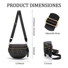 Bum Bag For Women – Crossbody, Sling, Fanny Pack & Waist Chest Shoulder Bag, Durable Nylon With Leopard, Floral & Strawberry Print, Spacious Multi-Zipper Design With Foldable Expandable Bottom, Adjustable & Detachable Strap, Lightweight Everyday Bag For Phone, Wallet, Keys, Perfect Christmas Gift For Girls, Friends, Wife & Mom - 纹 - 查看 4
