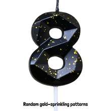 1 vela de aniversário preta com glitter dourado - Design com números brilhantes para festas em ambientes fechados, cera de alta qualidade de queima rápida, perfeita para bolos e comemorações, velas de aniversário para bolo, acessórios para festas, design festivo de vela - Preto - Ver 18