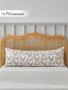 1pc Brown Heart Pattern Print Polyester Pillowcase, Cute Modern Long Pillow Sham For All Seasons, Decorative Pillowcase, Soft, Breathable, Machine Washable ( Without Insert )