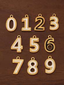 2Pcs/Lot Enamel Number Pendants Stainless Steel White Black Number 0-9 Digital Charms For Jewelry Making Necklace Findings Bracelet Earrings Birthday Gifts Accessories DIY - Number Pendant - View 12