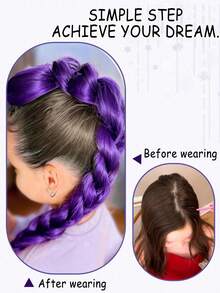 Cosplay Wigs With Purple 26-Inch Long Cut Ponytail, Heat-Resistant Synthetic Fiber Halloween Wig For Women Ponytail Hip-Hop Dreadlocks - Multicolor - View 5