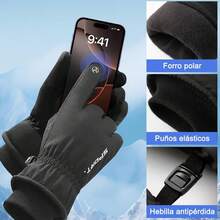 Kit 3pzs Guantes para Frio y Gorro Invierno Bufanda,Diseño de Forro de Felpa,Guantes de Invierno con Pantalla Táctil y Impermeable,para Ciclismo, Running, Esquí, MontañIsmo, Hombre y Mujers - Gris - Ver 11