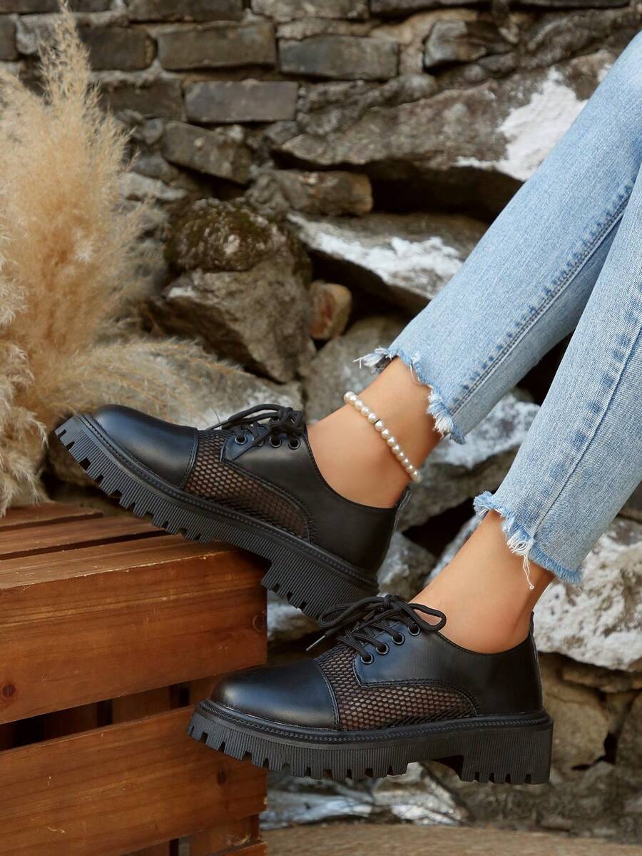 Mocasines informales y transpirables con suela gruesa para mujer