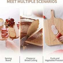 1 块切菜板：砧板、托盘、拼盘、厨房切菜板、餐厅切菜板、食品切菜板、肉类切菜板、水果切菜板、家用切菜板；可用作披萨托盘、奶酪板、熟食拼盘、面包和饼干板 - 米色 - 查看 4