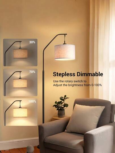 Lámpara de pie moderna de 68 pulgadas con bombilla LED Edison de 9 W, cabezal ajustable e interruptor de pie. El diseño plisado de la pantalla complementa esta lámpara de pie alta, lo que la hace adecuada para salones, dormitorios, oficinas, aulas y alojamientos para estudiantes.