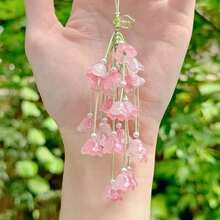 Lily Of The Valley White Gradient Pendant, New Chinese Style Car Charm, Bag Charm, Phone Strap, Keychain Accessory, Bag Charm, Floral Pendant, Fashionable Charm, Handcrafted Details, Lightweight Pendant,  Accessory, Decorative Strap, Fashion Enthusiast, Accessory Collector - 粉色 - 查看 9