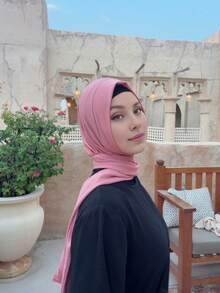 1pc Women's Convenient Button Fastened Instant Hijab, Slip-Resistant Muslim Headscarf Cap With Strap For Dress - Multicolor - View 12