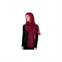 - Bufanda rectangular con velo de encaje para mujer, Mantilla cristiana, oracin, larga envoltura, nupcial, boda - Rojo - Ver 1