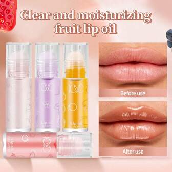 4 piezas de Aceite de Labios Cambia de Color, Hidratante y Humectante, Brillo de Labios Cambia de Temperatura, Bálsamo Labial para Reparar Labios Agrietados