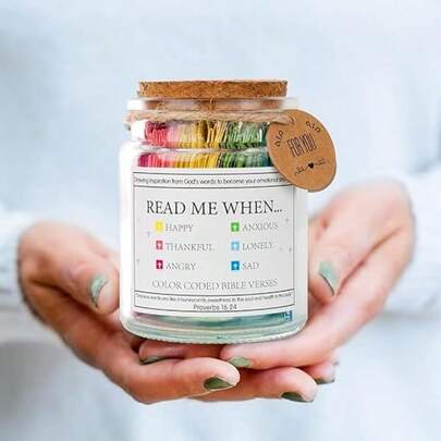 圣经经文罐，每日励志圣经经文罐，基督教女性礼物，圣诞女性礼物，妈妈生日礼物，毕业礼物，祈祷卡，每日励志圣经经文罐 - 基督教，生日和圣诞节女性礼物；送给妈妈的绝佳礼物