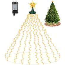 Christmas Lights For Tree 290 LEDs Christmas Tree Lights With Star Toppers 8 Modes 7.5FT X 10 Lines Fairy String Lights Waterfall Tree Lights For 1.8M2.4M Christmas Tree Decorations Warm White - WarmWhite - View 1