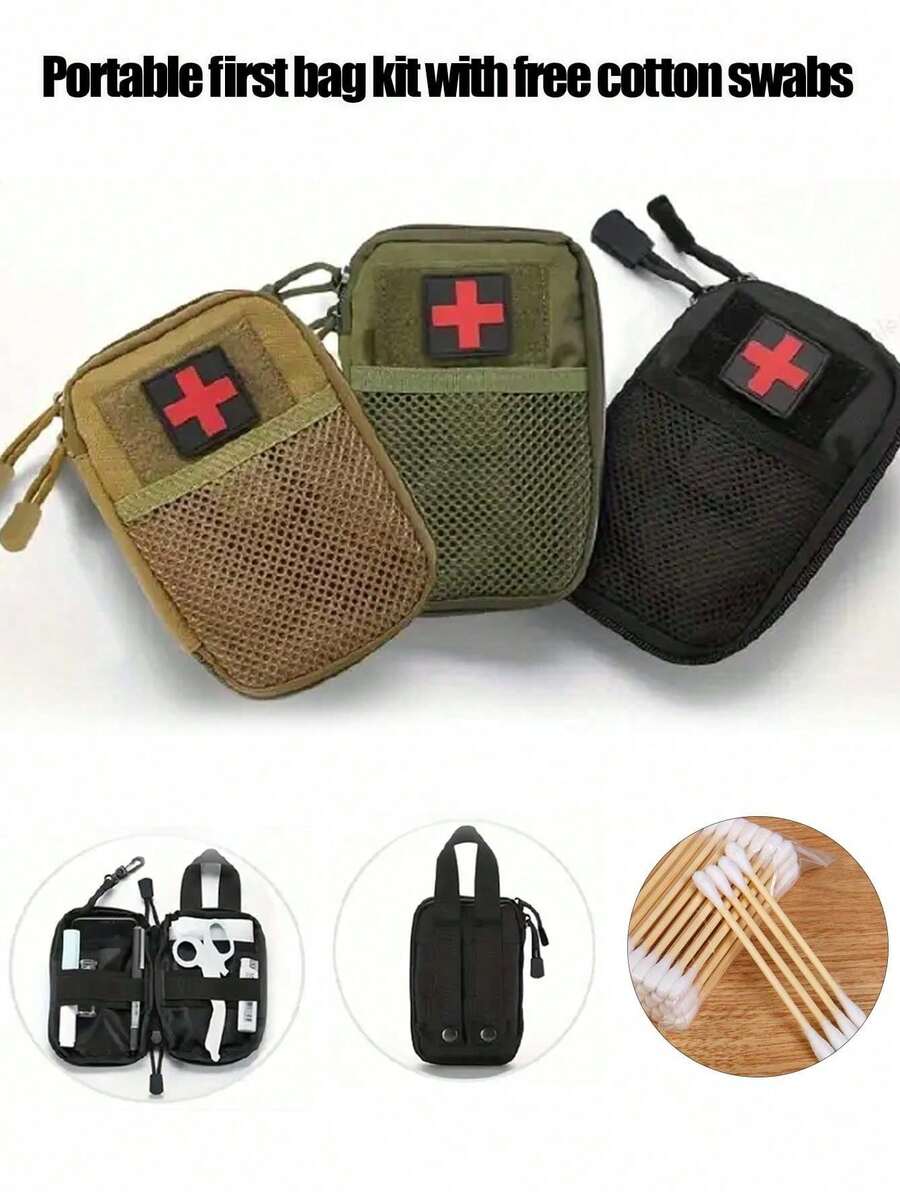 Tactical Waist Pack, Universal Outdoor Waist Bag, Portable First Aid Pouch, Nylon Tactical MOLLE Tactical Medical Bag, Accessory Storage, Waist Pack, Tactical Bag, Suitable For Sports, Hiking, Camping, Travel - Multicolor - View 1