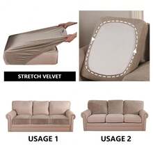 1X-1/2/3 Seater Velvet Replacement Sofa Seat Cushion Covers Stretch Couch Protector - Multicolor - View 8