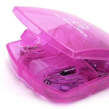 Products Pink Mini Office Supply Kit Portable Case With Scissors, Paper Clips, Tape Dispenser Set, Pencil Sharpener, Mini Stapler With Staples And Staple Remover,Pink - 粉色 - 查看 2