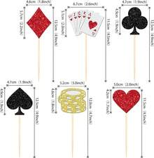 24 PCS Casino Poker Cupcake Toppers For Birthday Party Decorations - Design 1 - View 7