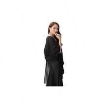 Chales y envolturas para vestidos de noche, chal de gasa transparente negra para mujer, elegante bufanda de novia suave y sedosa - inicial - Ver 1