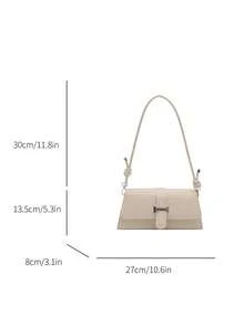 2025 小众设计休闲纹理单肩包，新款秋冬时尚女士个性化腋下包 - 白色 - 查看 5