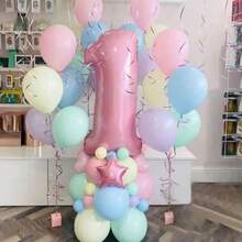 38 Stücke Makronen-Latex-Rosa Zahlenballons, geeignet für Geburtstag, Hochzeitsfeier Dekoration, Muttertags Dekoration, Sommer Feiertags Arrangement - Pink - Übersicht 1