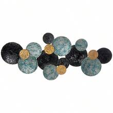 HOMCOM 3D Wall Art Metalowa Rzeźba Ścienna Nowoczesna Sztuka do Salonu 121x53 cm w Złotym Czarnym Niebieskim do Eleganckiej Dekoracji Pokoju - 1 - Zobacz 1