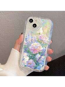 Étui de téléphone motif Jardin de - Cadre vague pour femmes TPU compatible avec iPhone17/17pro/17promax/Air/16/16pro/16pro/15/15pro/15pro/15plus/14/14promax/14plus/13/13promax/12/12pro/12promax/11/11promax/11pro/X/Xs/Xsmax Étui de protection - Noir - Voir 2