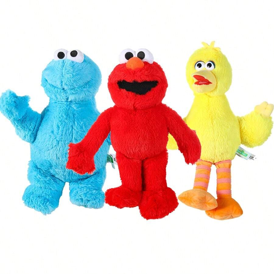 Sesame Street 官方芝麻街毛绒玩具，20厘米艾尔莫、甜饼怪、奥斯卡、大鸟，柔软毛绒玩具，可爱圣诞节和生日礼物