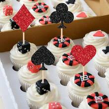 24 PCS Casino Poker Cupcake Toppers For Birthday Party Decorations - 設計 7 - 查看 3