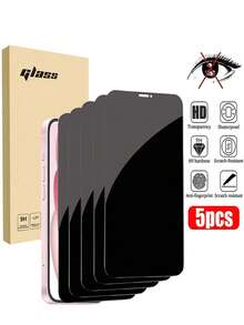 5pcs Tempered Glass Privacy Screen Protector, Compatible With IPhone 17/11/12/13/14/15/16 Pro Max - Dual-Sided Privacy, Ultra-Strong Tempered Glass, 5X Stronger, Invisible Protection, Anti-Fingerprint, Easy Installation, Compatible With 14/15/16 Plus - Black - View 20