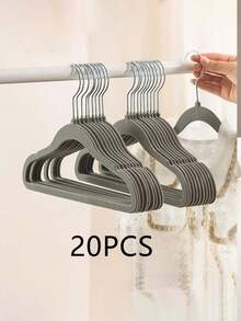 10/20/30/40pcs Baby Flocked Hangers Non-Slip Plastic Baby Home Hangers No-Mark Non-Slip Multi-Functional Children's Hangers Storage Hangers Flocked Hangers Beige - Multicolor - View 16