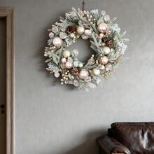 Durable Outdoor Christmas Wreath  Shatterproof Ball Decorated On Mixed Pine For All-Weather Front Door - 黑色 - 查看 3