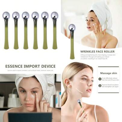EXCEART Metal Eye Cream Rod 6pcs Eye Cream Face Eye Roller Massage Eye Care Applicator Wand Stick Metal Eye Cream Roller Wand