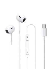Type C Wired Earphones, 3.5mm Jack Round Plug, USB C Earbuds,Headphones Electronic Calls & Music Bass Stereo In-Ear Headphones Headset Compatible With Ipad/Pc