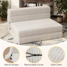 Furniwell Corduroy Folding Sofa Bed, 2-In-1 Pull-Out Single Sofa, Portable Folding Chair Bed, Convertible Recliner With Pillow Foldable Mattress, Comfortable Floor Cushion Sofa Lounge Chair For Classrooms/Offices - trắng - Xem 4