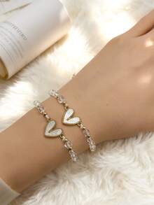 Handmade Woven Heart-Shaped Bracelets, Suitable For Women As Gifts. Can Be Purchased In Single Colors. Women's Bracelet Sets, Fashionable Accessories For Mother's Day, Father's Day, Valentine's Day, Thanksgiving - Cute, Charming Bracelets To Wear Yourself Or Give As Gifts To Friends, Girlfriends, Couples, Mothers - Multicolor - View 13