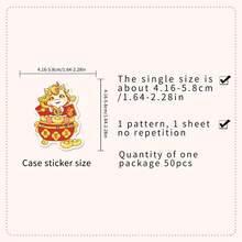 50 piezas Tarjetas de bendición del Año Nuevo Chino con pegatinas decorativas de animales de dibujos animados, adecuadas para caja de almacenamiento - Multicolor - Ver 2