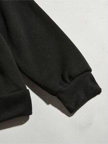 Pull réversible avec imprimé sur le devant, capuche, poches, confortable et respirant, style streetwear et décontracté, idéal comme cadeau (choisissez une taille supérieure pour une coupe plus ample). - noir - Voir 5