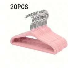 10/20/30/40pcs Baby Flocked Hangers Non-Slip Plastic Baby Home Hangers No-Mark Non-Slip Multi-Functional Children's Hangers Storage Hangers Flocked Hangers Beige - Multicolor - View 7