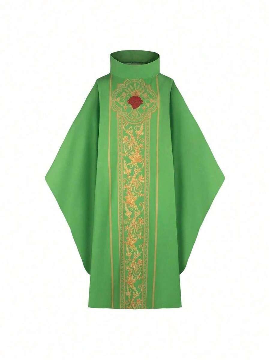COS Monk Costume For Halloween, Religious Priest, Printed Fashion, Cosplay Robe, Role-Playing Costume - Green - View 1