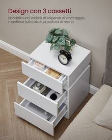 KAILYN Collezione - Set di 2 Comodini con Striscia Luminosa di Luci a LED Multicolore Variabile, 3 Cassetti, Tavolino in Stile Moderno, 35 x 40 x 55 cm, Bianco - Bianco - Visualizzare 3