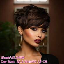Stylish Short Pixie Cut Wig Human Hair Remy Peruvian Human Hair Wig With Bangs Rose Net Full Machine Made Straight Layered Natural Black Colored Wig Holiday Wear Party Wear Music Festival Mother's Day Carnival Valentine's Day Halloween All Saints' Day Christmas Day Cosplay Spring Summer Autumn Winter Local Warehouse Wear And GO New Product Discounts Wigs For Black Women Casual Elegant Preppy Business Modest Romantic Glamorous Vintage Street Sporty Cute Royal Simple Vacation Daily Holiday - Natural Black - 查看 8