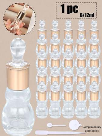 Refillable Transparent Glass Essential Oil Perfume Bottle Set With Funnel, Dropper & Pump Head | 6ml/12ml Mini Sample Vial For Diy Perfume, Aromatherapy, Travel | Empty No Scent Container For Essential Oils, Fragrances, Liquids | Portable Leak-Proof Roller Bottle, Spray Atomizer, Decanting Kit, Gift For Beauty & Personal Care Enthusiasts