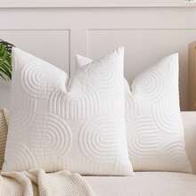 1/2 Buah Sarung Bantal Dekoratif Mewah, Sarung Bantal Berlapis Geometris, Sarung Bantal Persegi Panjang Lembut Berwarna Polos - Putih - View 13