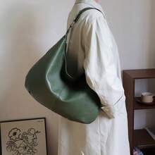 Vintage Tote Bag For Women, New Fashion Shoulder & Top Handle Bag, Large Capacity, Soft Leather, Versatile Commuter Bag, New Arrival Hobo Bag, Business Casual Woman Bag Perfect For Office Business And Work - màu xanh lá - Xem 2