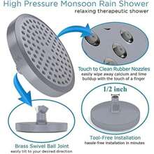 SparkPod Cabezal de ducha de lluvia de presión, los mejores cabezales de ducha para baño, ángulo ajustable para la máxima ducha de baño, instalación en 1 minuto, ajuste universal (negro mate)(6" Round ‎Gris (Carbón) - 6" Round) - Multicolor - Ver 3